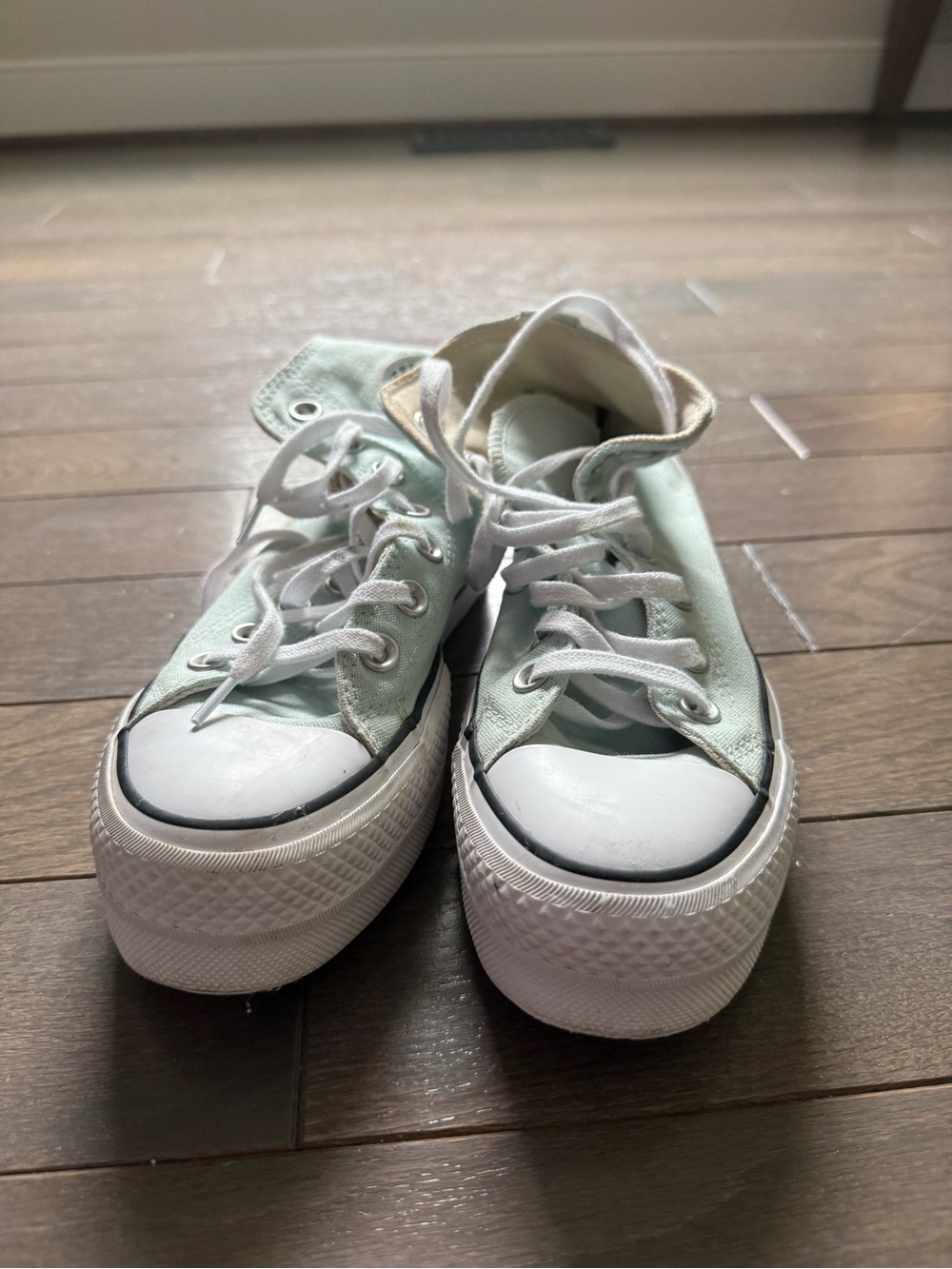 Converse Low-Top Canvas Sneakers in Pale Mint and White
